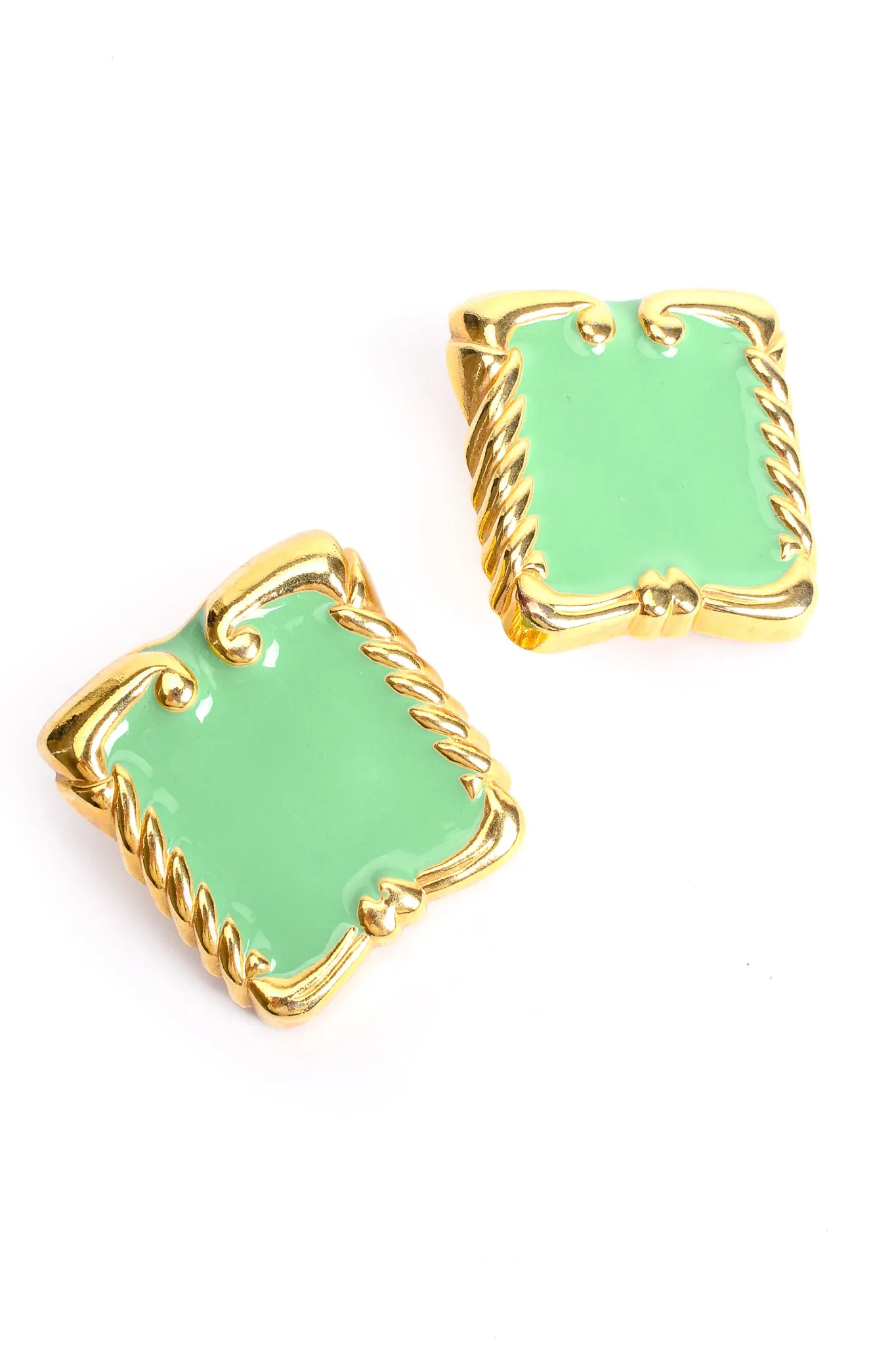 Mint Enamel Baroque Frame Earrings
