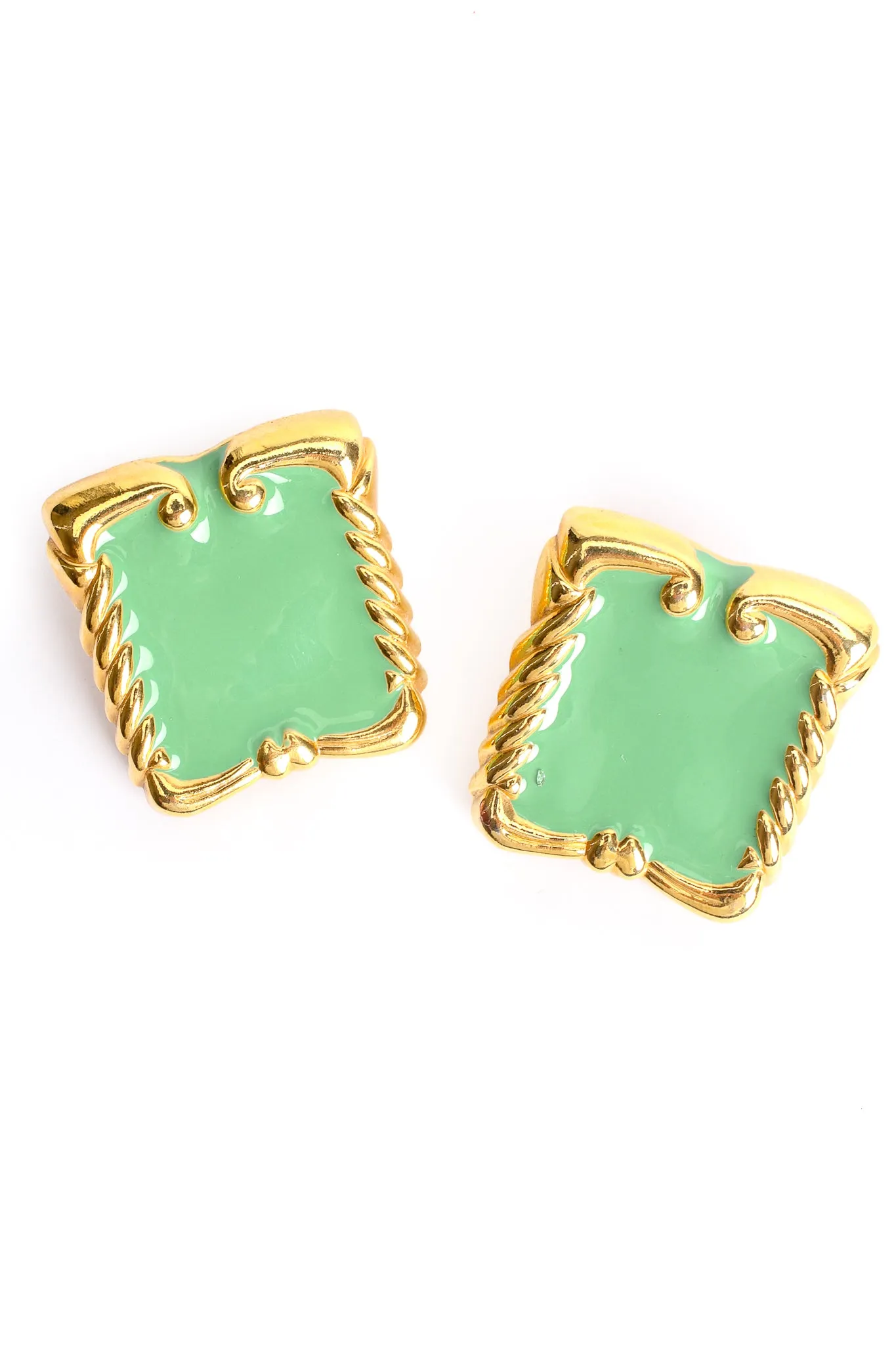 Mint Enamel Baroque Frame Earrings