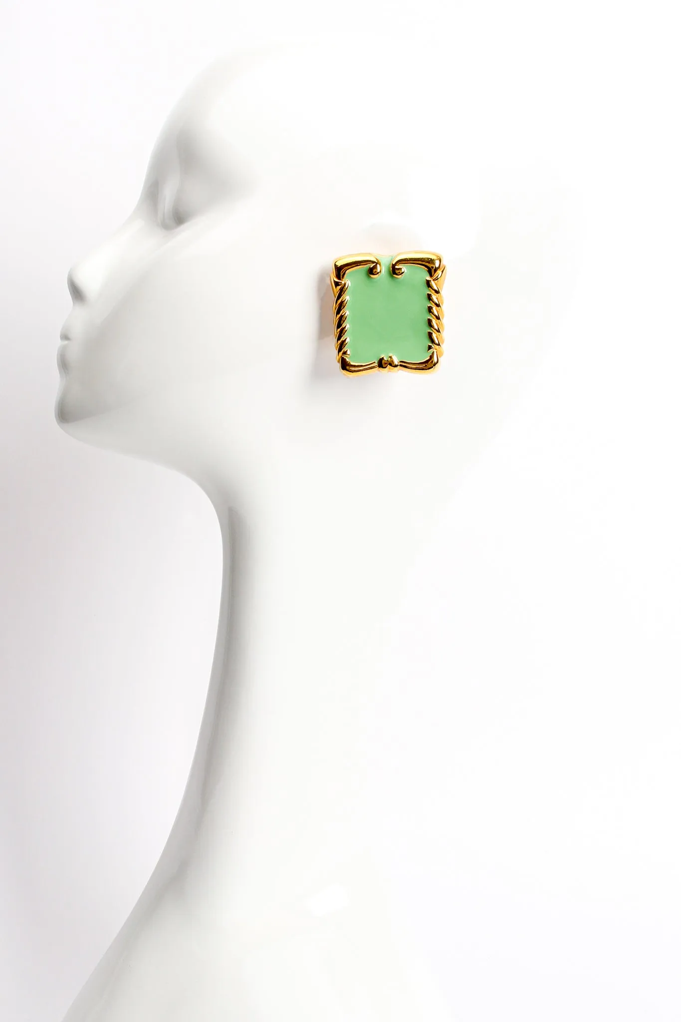 Mint Enamel Baroque Frame Earrings