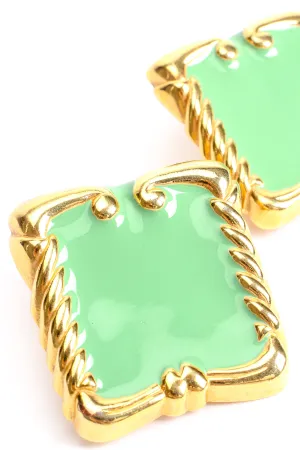 Mint Enamel Baroque Frame Earrings