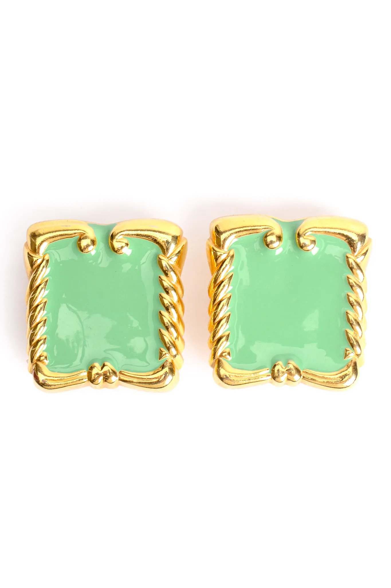 Mint Enamel Baroque Frame Earrings