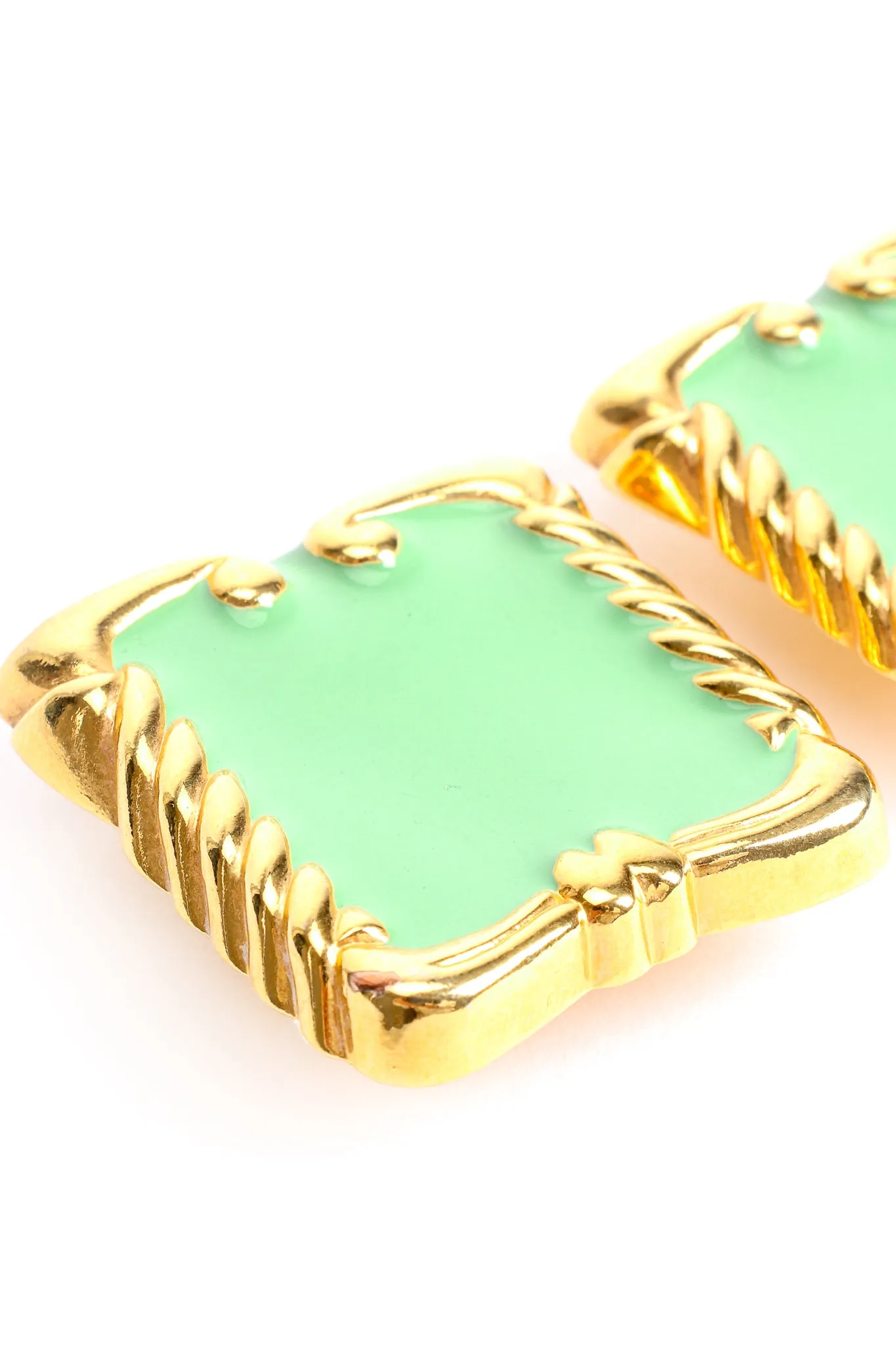 Mint Enamel Baroque Frame Earrings