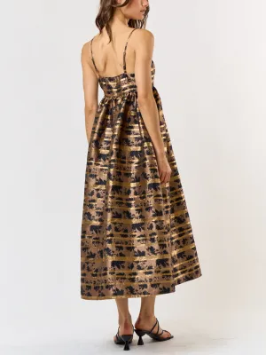 Mocha Petals Lurex Camisole Dress
