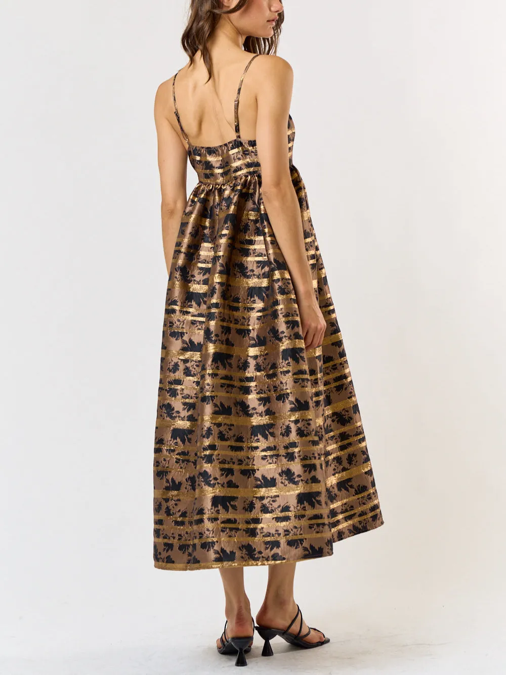 Mocha Petals Lurex Camisole Dress