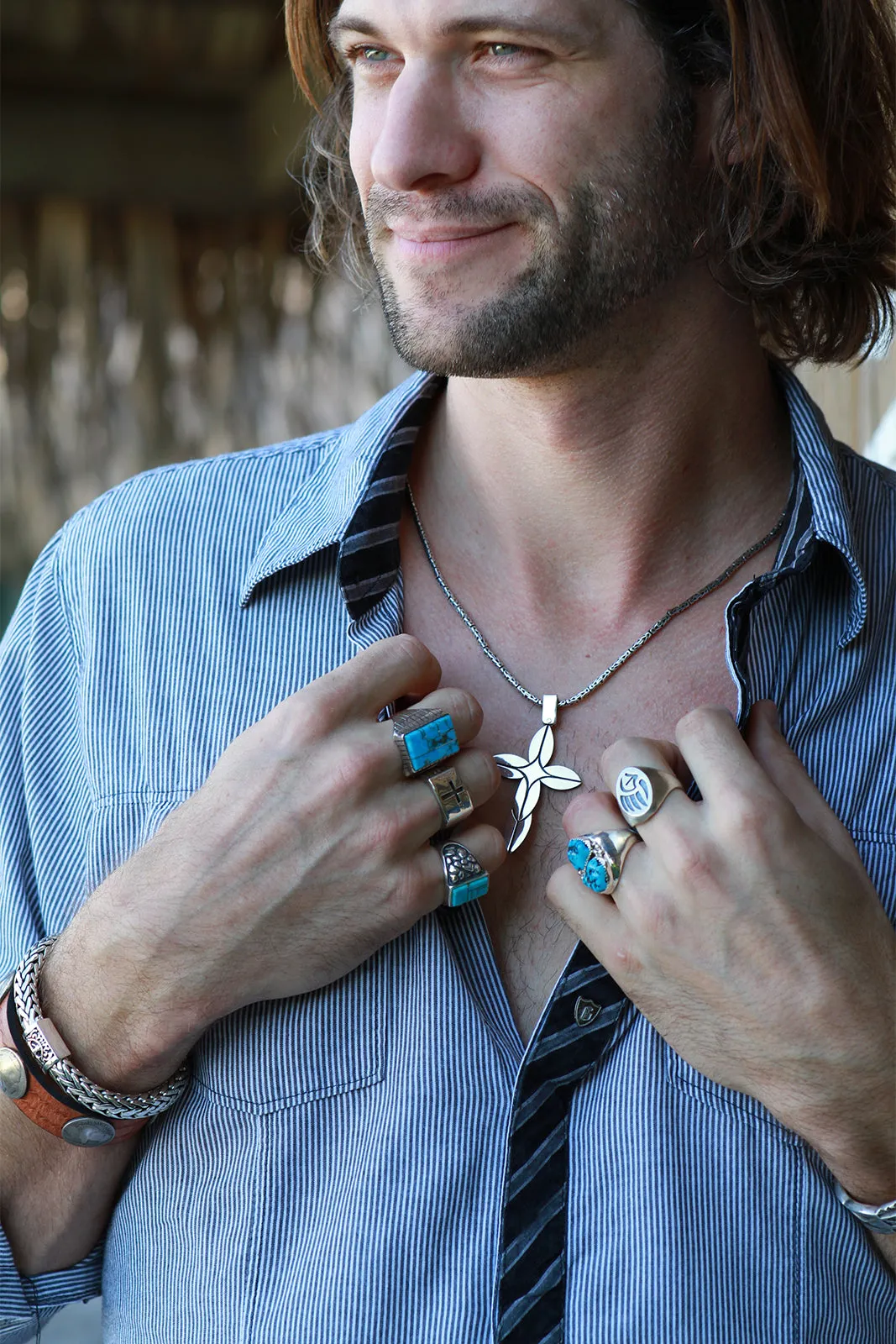 Modern Sterling Silver Cross Pendant