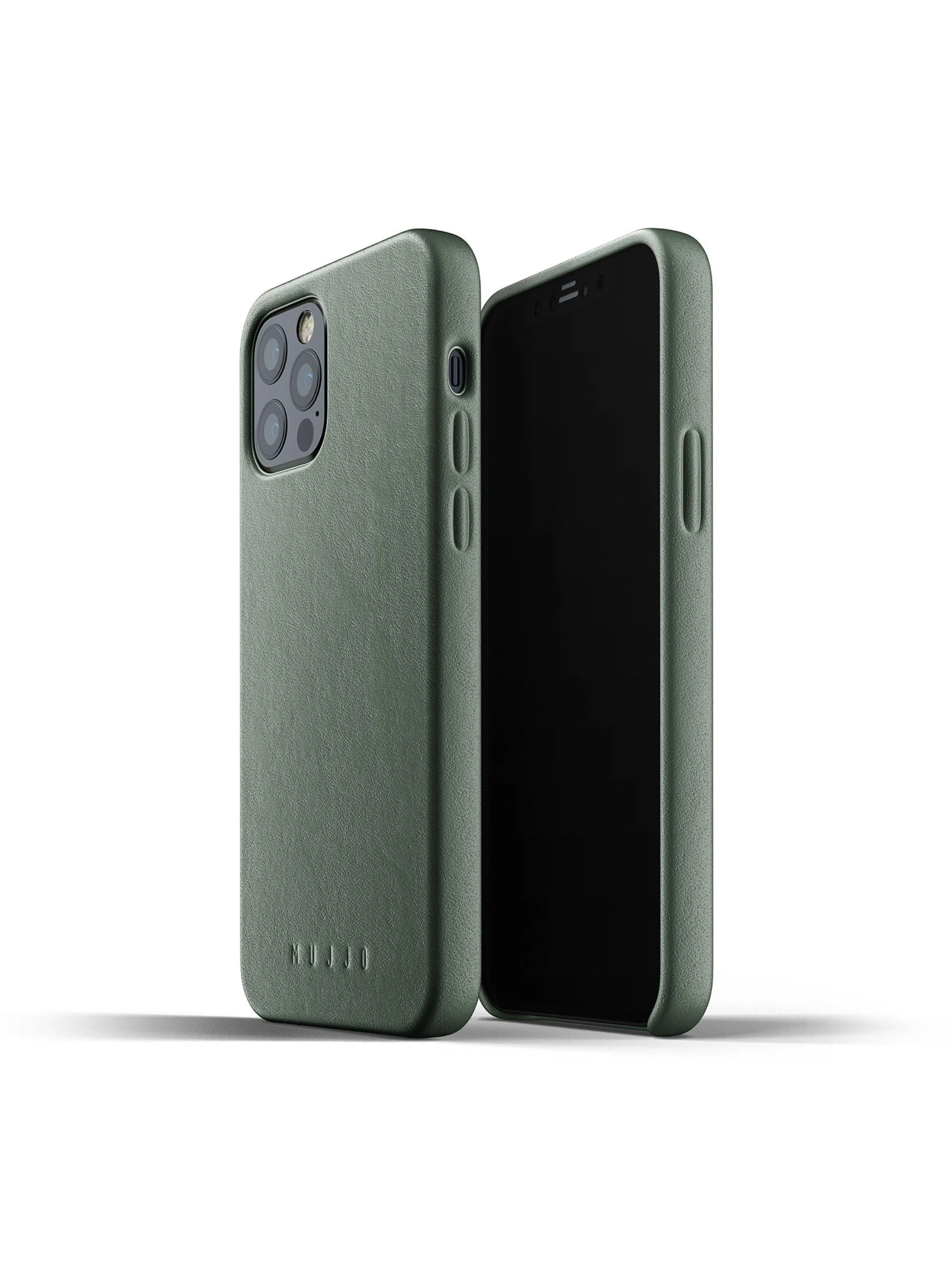 Mujjo Full Leather Case for iPhone 12 & 12 Pro Slate Green
