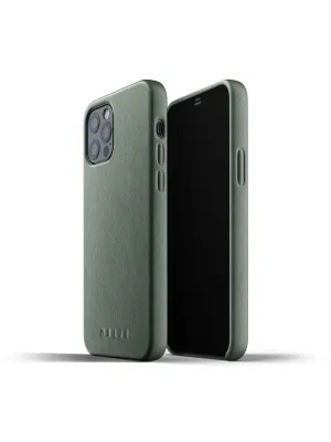 Mujjo Full Leather Case for iPhone 12 & 12 Pro Slate Green