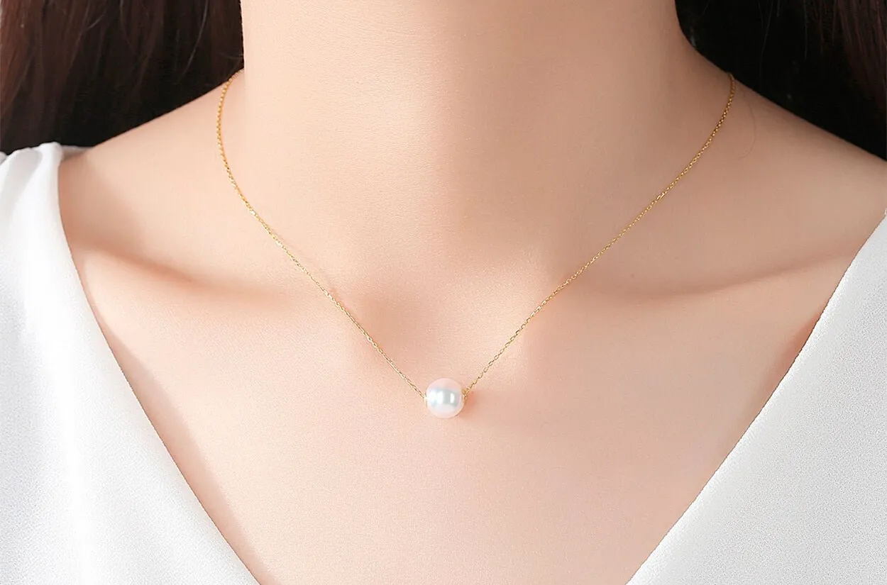 Necklace Single Floating South Sea Pearl & Chain