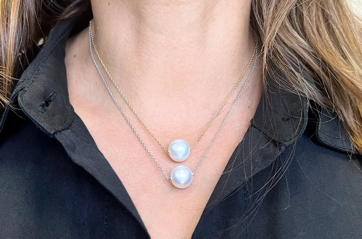 Necklace Single Floating South Sea Pearl & Chain