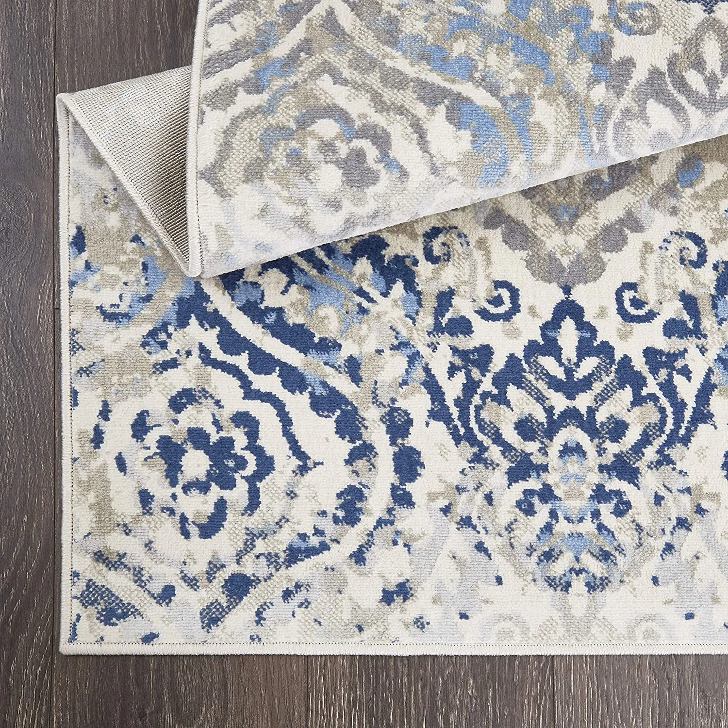 New Home Dynamix Melrose Audrey Runner Area Rug, 1'8"x7'2", Ivory/Blue