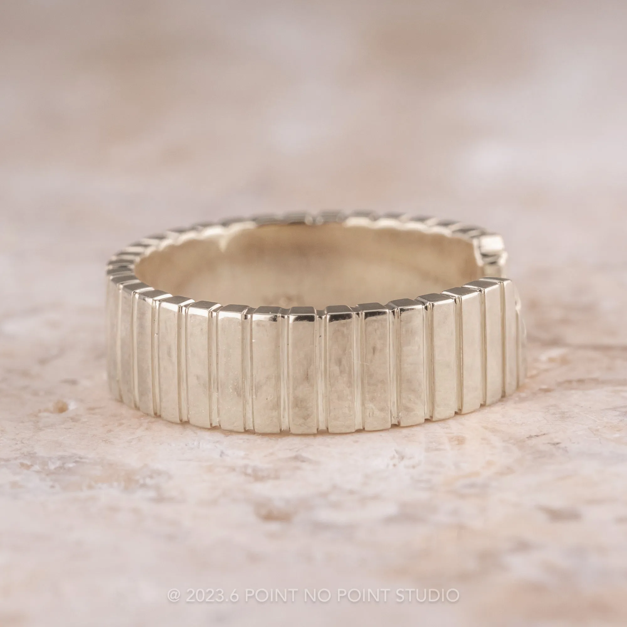 Notched Ellipse Setting, 6mm Platinum Wedding Band, Polished Finish