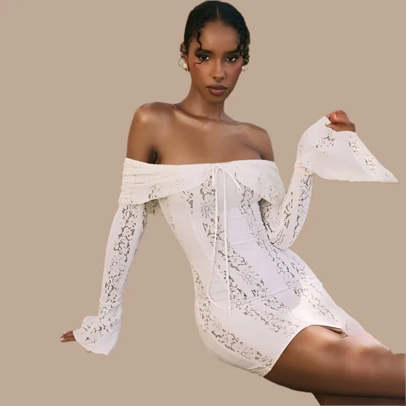 Off-Shoulder Lace Maxi Dress