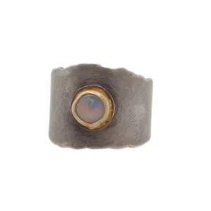Opal Rough Silver & Gold Ring