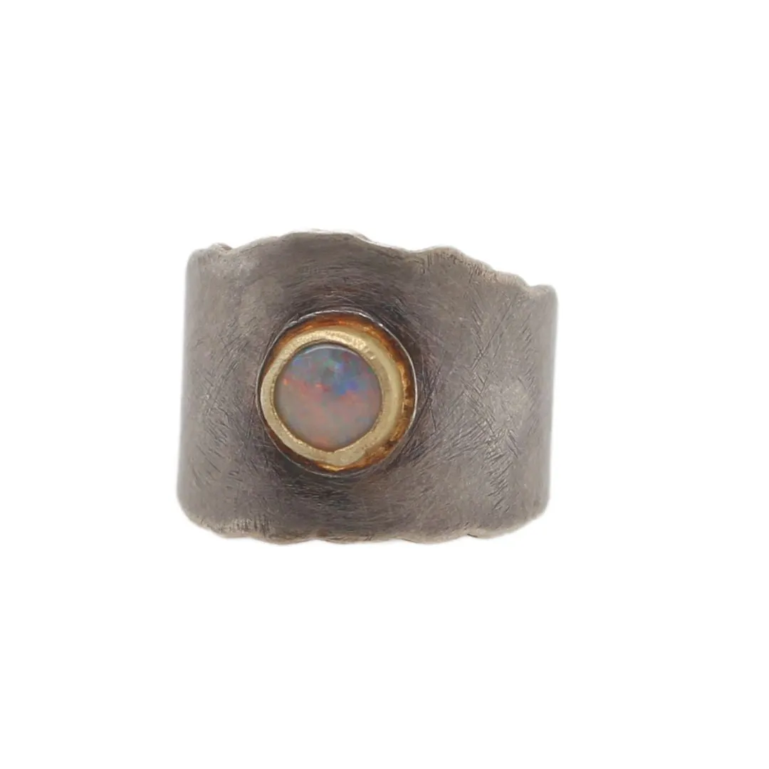 Opal Rough Silver & Gold Ring
