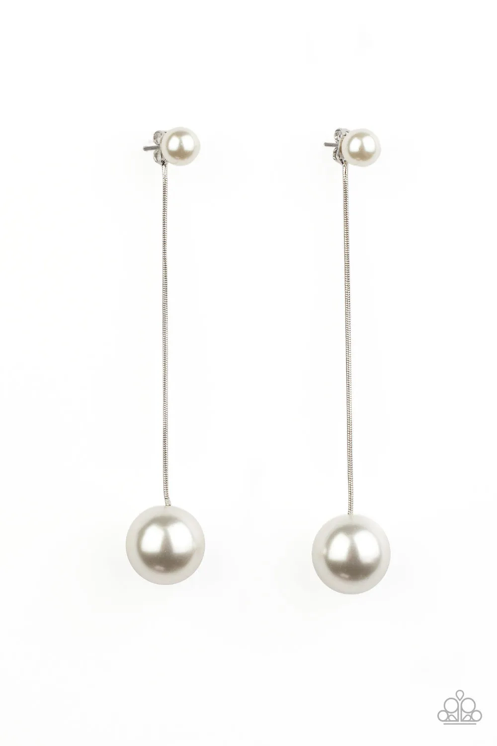 Paparazzi Extended Elegance - White Pearl Earring