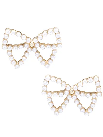Pearl Beaded Bow Earrings