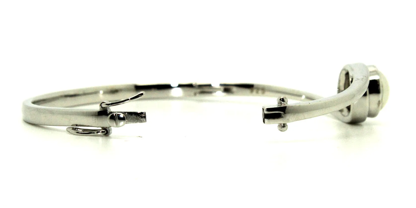 Pearl Cross Silver Bangle