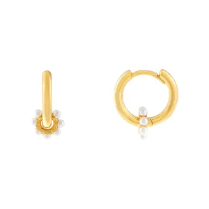 Pearl Flower Huggie Earring