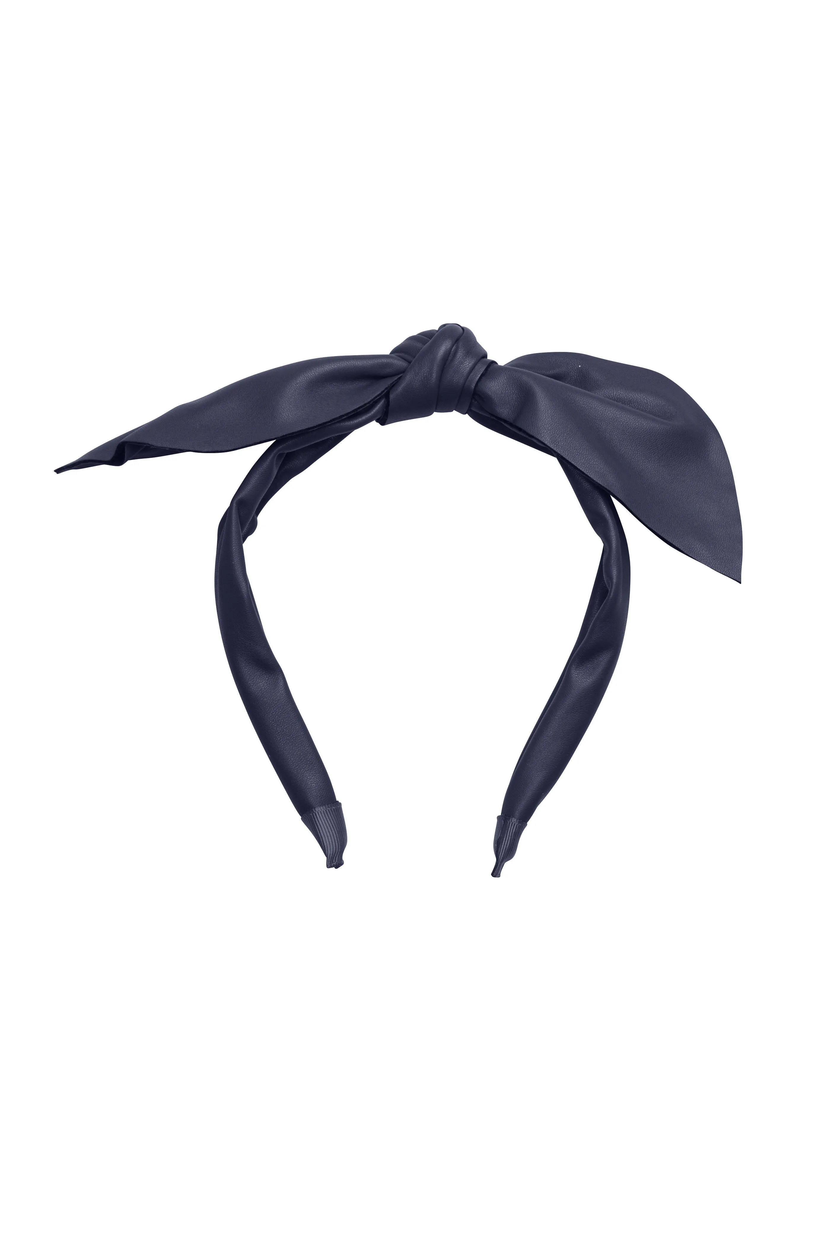 Perfect Leather Pointy Bow Headband - Navy