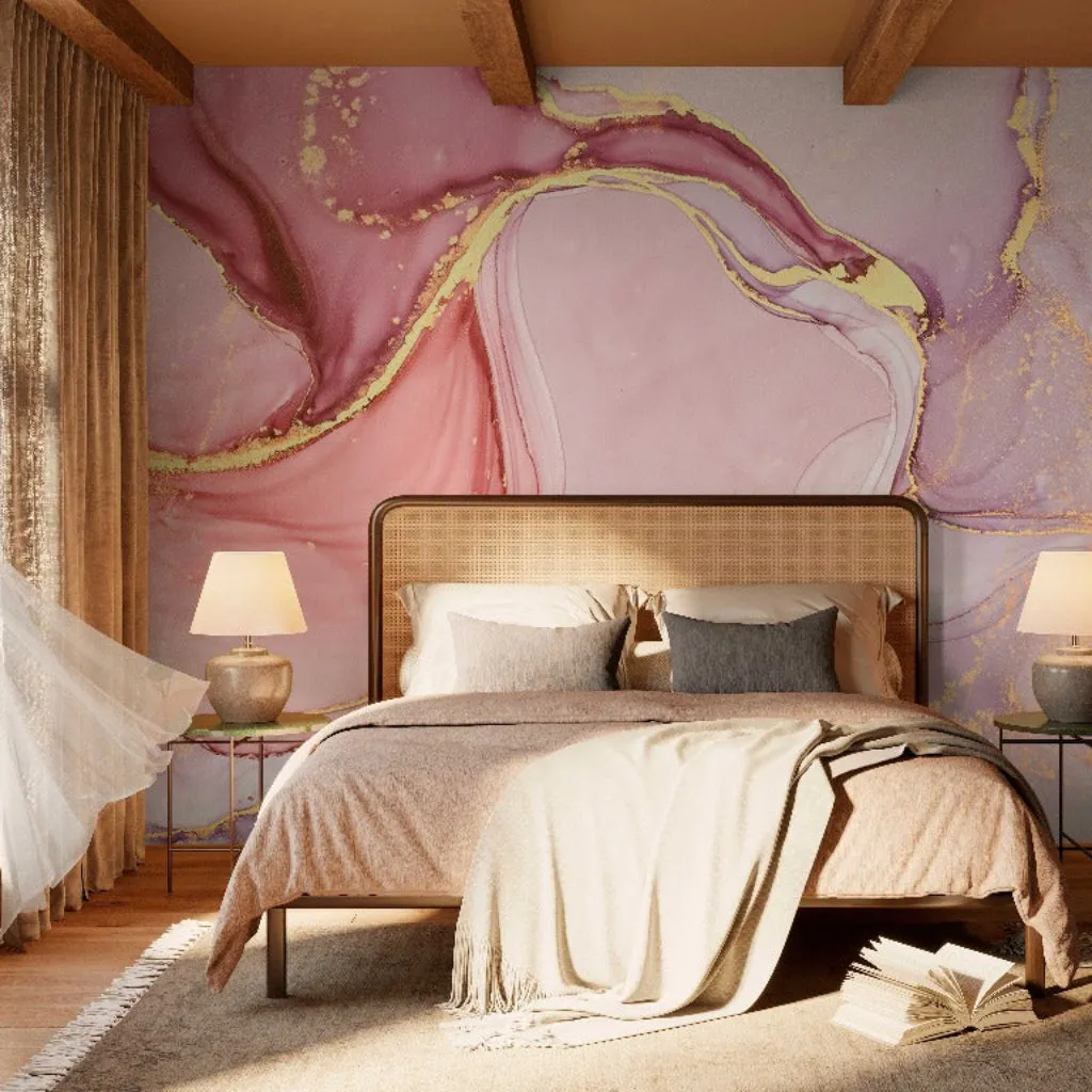 Pink and Gold Marble Wallpaper Mural
