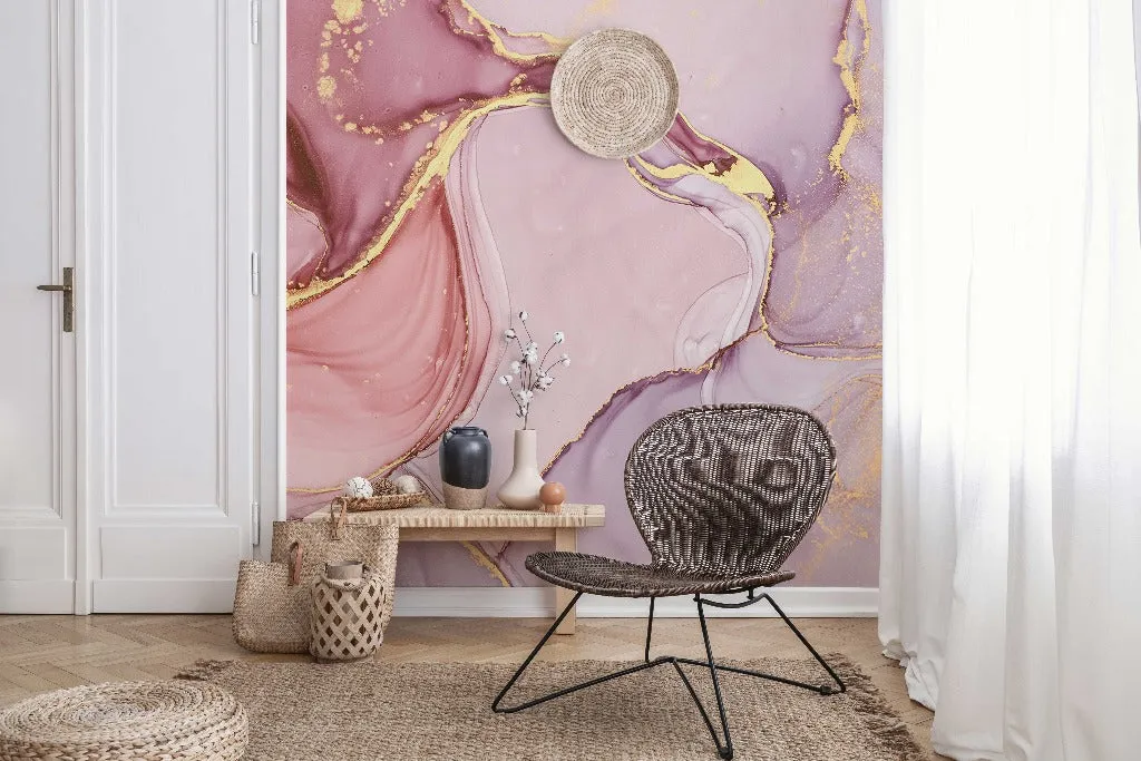 Pink and Gold Marble Wallpaper Mural