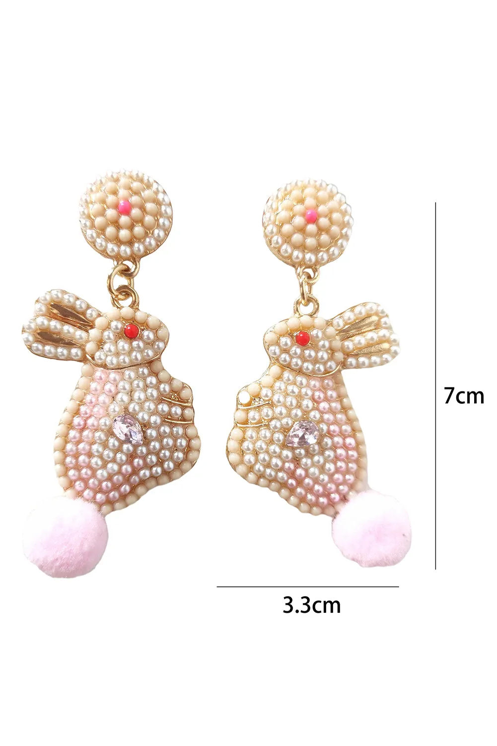 Pink Easter Bunny Pearl Beaded Earrings