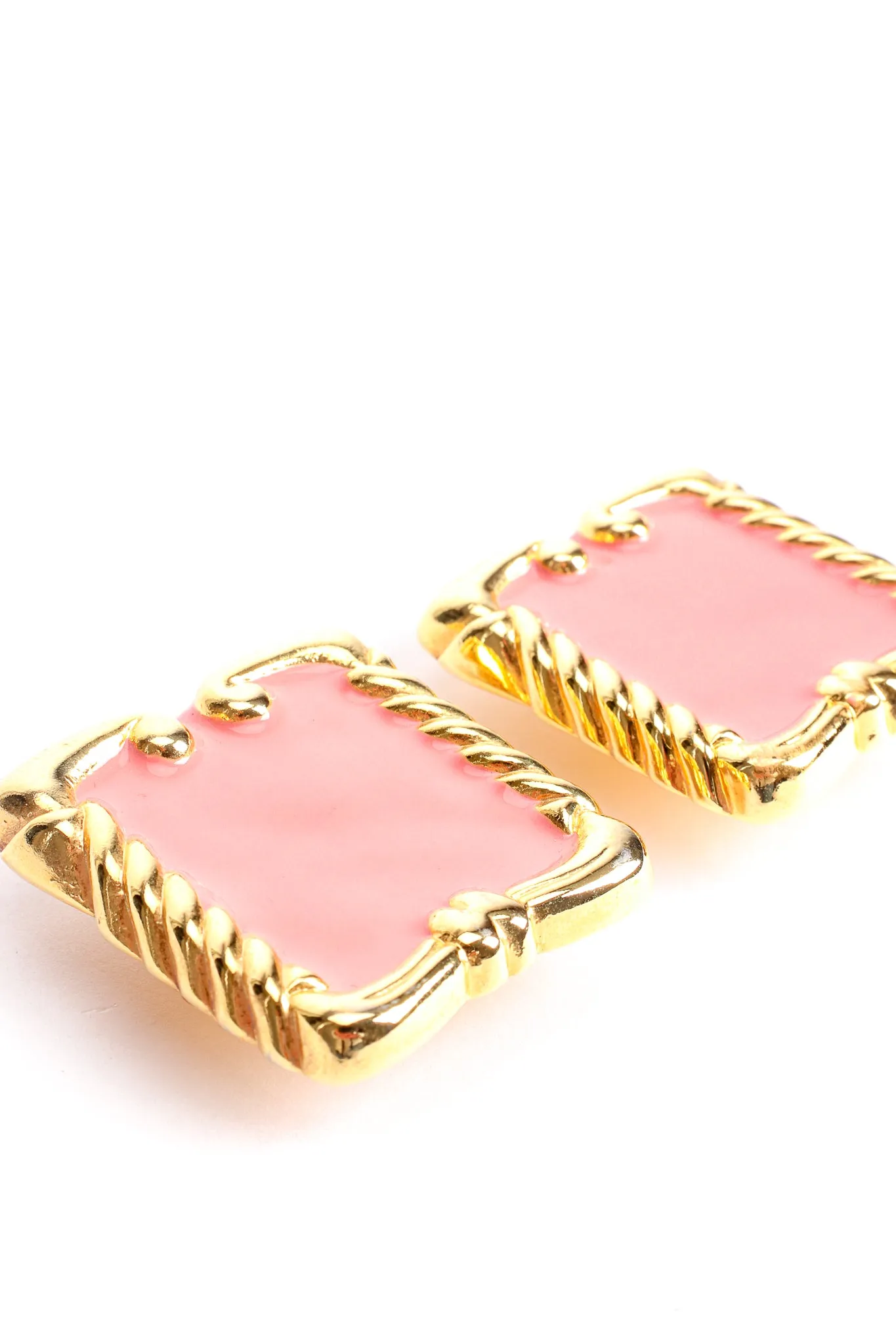Pink Enamel Baroque Frame Earrings