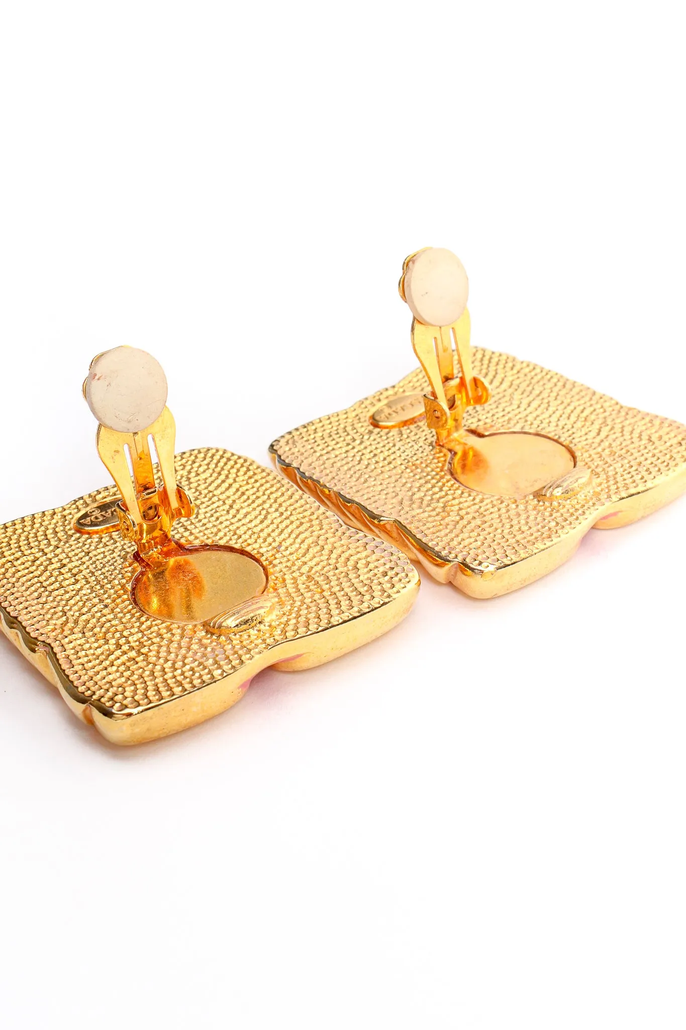Pink Enamel Baroque Frame Earrings