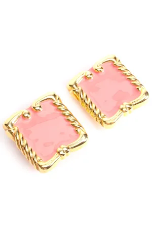 Pink Enamel Baroque Frame Earrings