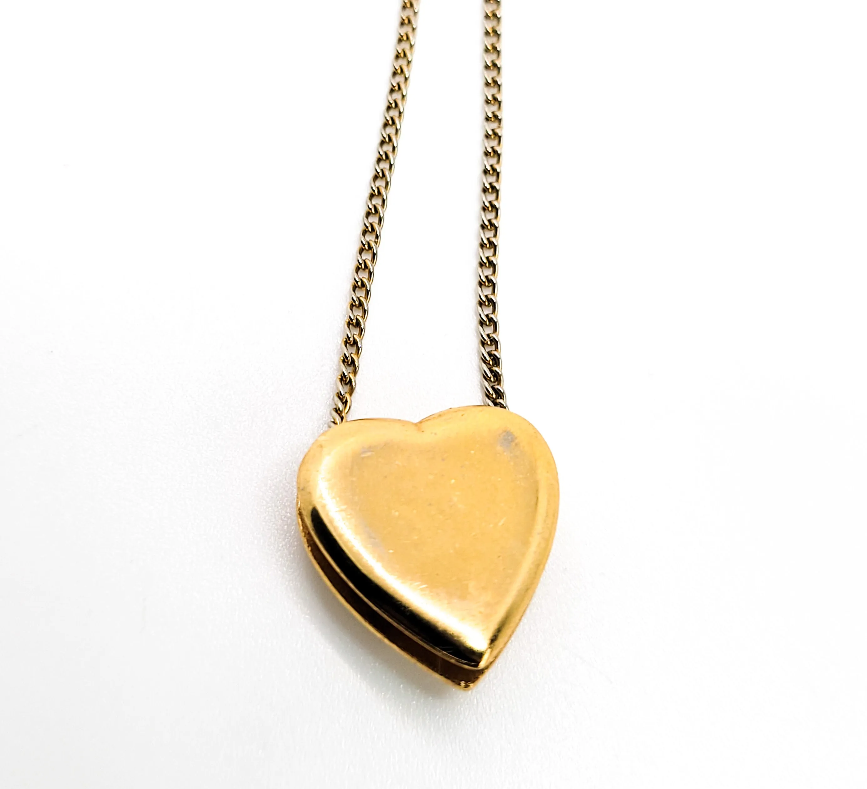Pink Guilloche enamel rose gold toned vintage slide pendant necklace