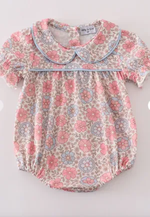 Pink Vintage Floral Bubble Romper
