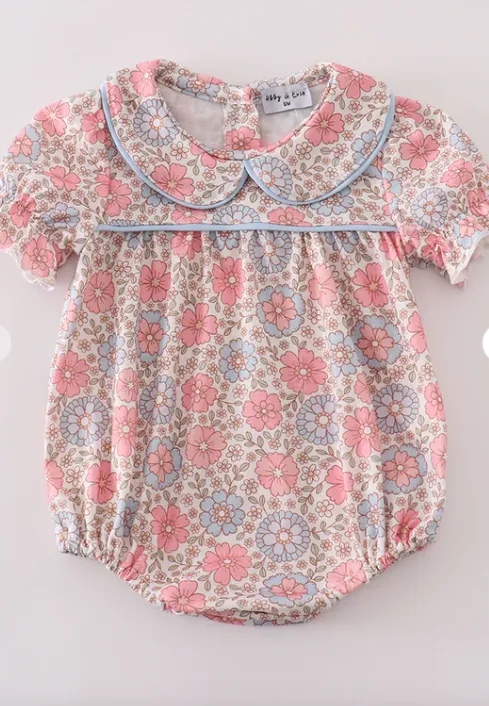 Pink Vintage Floral Bubble Romper