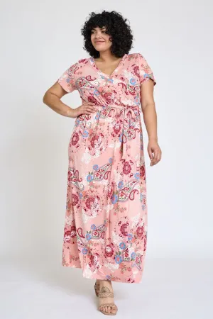 Plus Floral Surplice Bodice Sash Maxi Dress