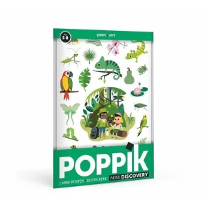 Poppik - Mini Sticker Poster - Green - Jungle Animals