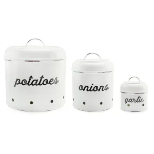 Potatoes, Onions and Garlic Canister Set (White, Case of 4)