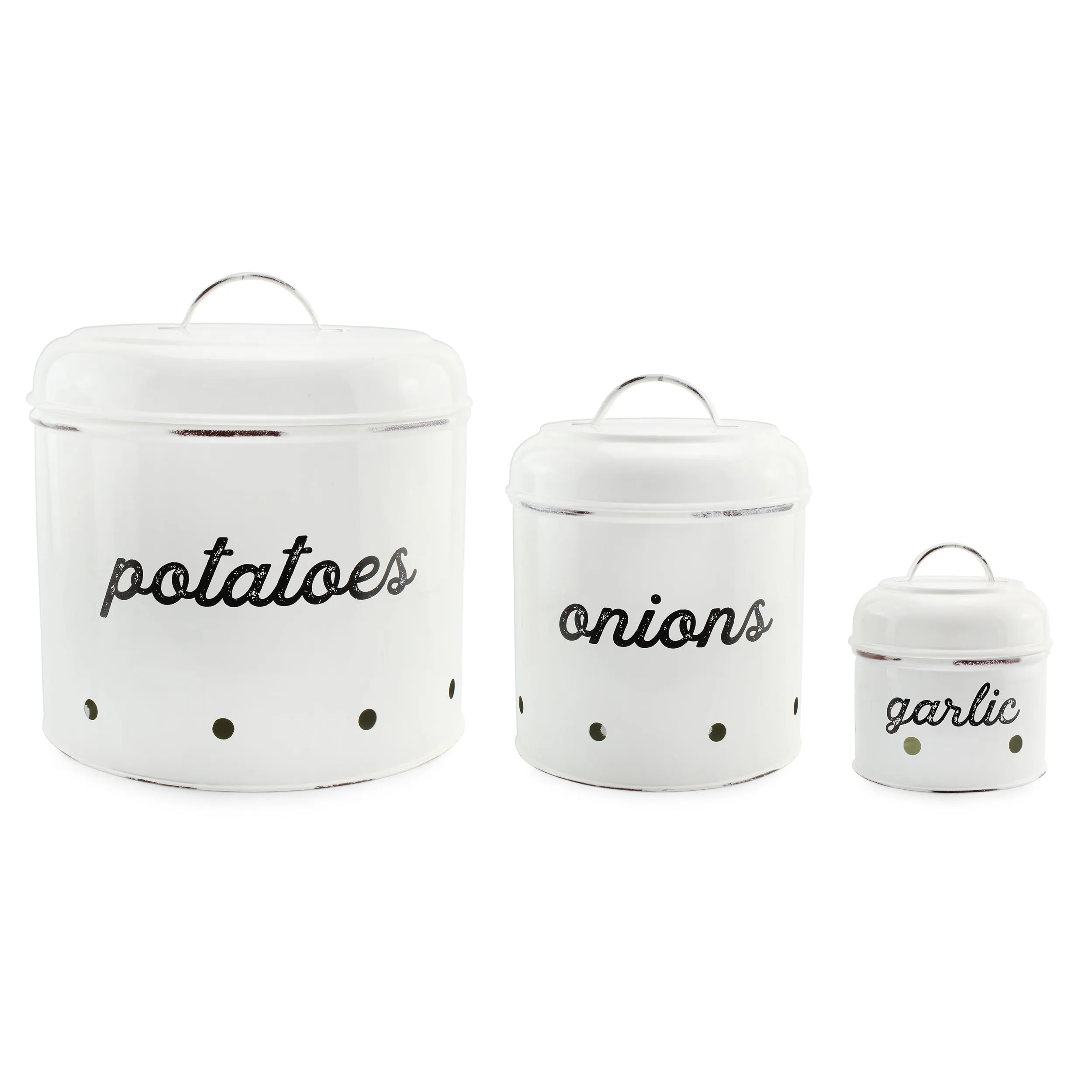 Potatoes, Onions and Garlic Canister Set (White, Case of 4)