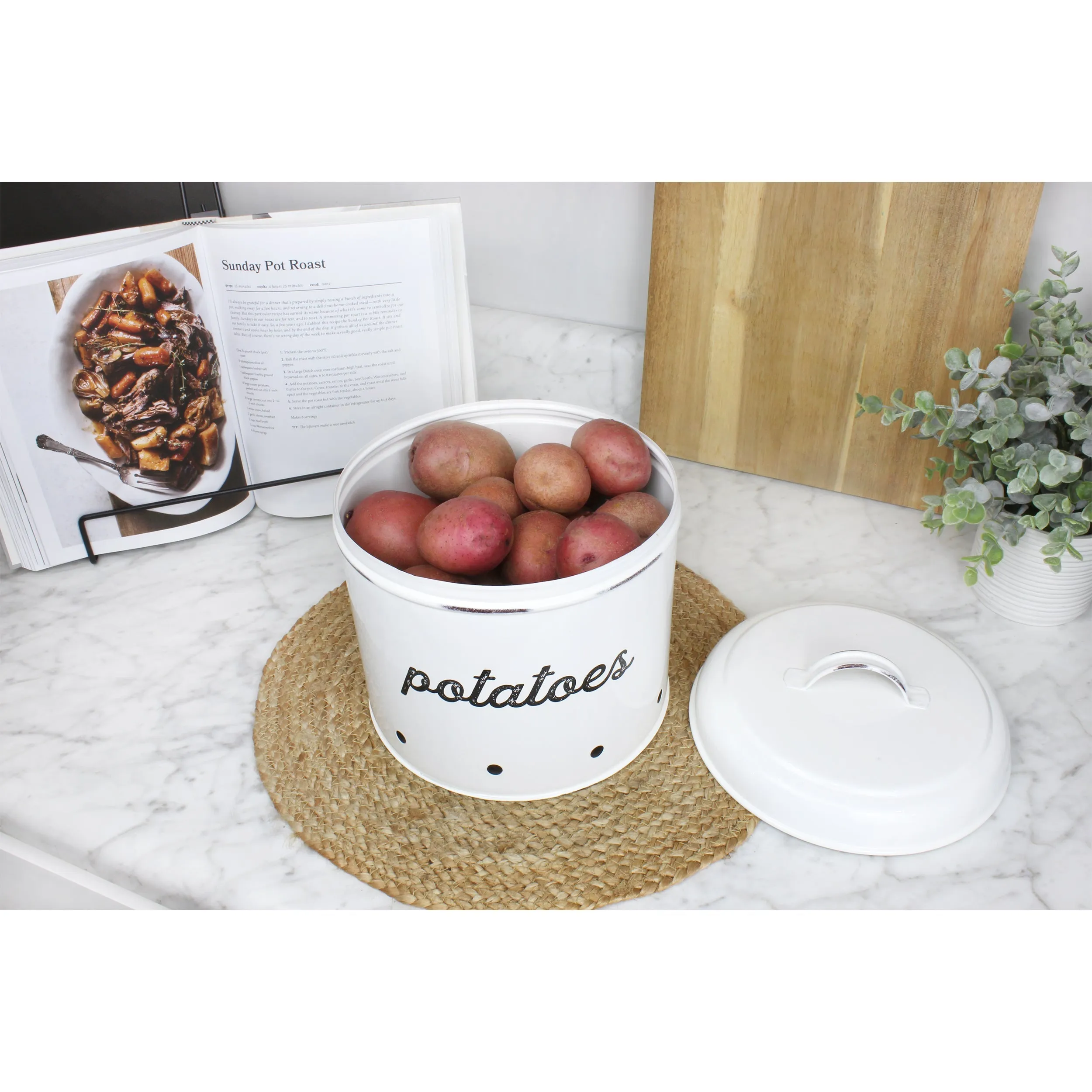 Potatoes, Onions and Garlic Canister Set (White, Case of 4)