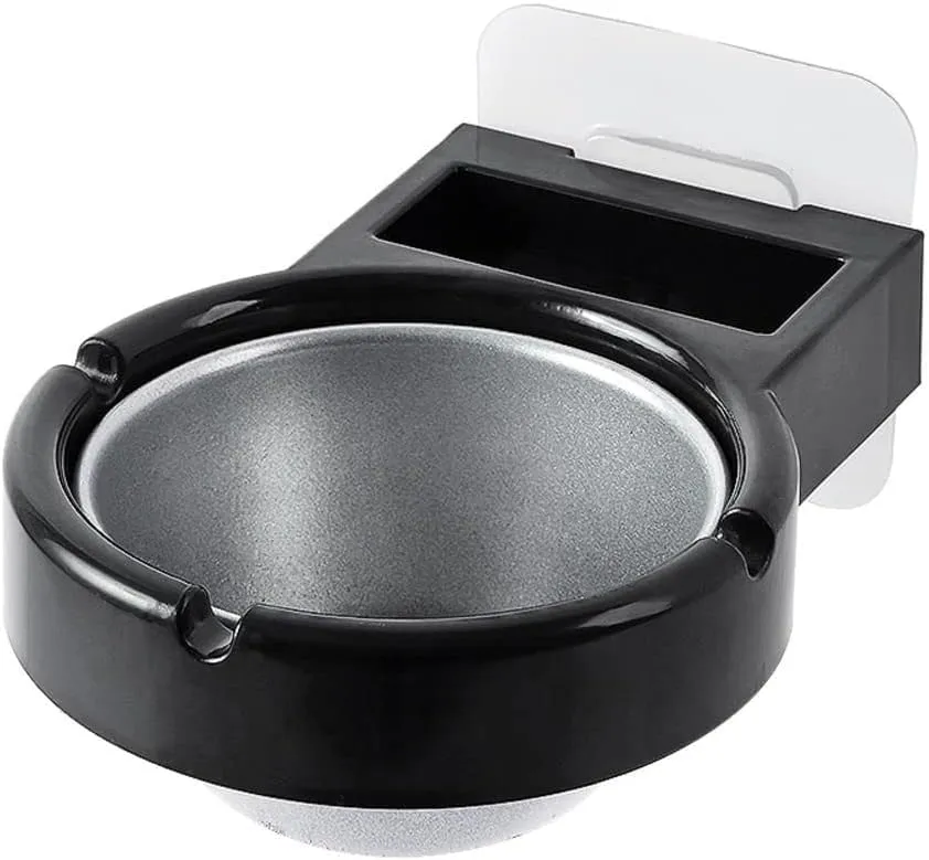 Potency 1Pcs Wall Mounted Ashtray with Cigarette Holder Bathroom Hanging Ash Box Smoking Accessories for Home Office Bar Toilet Kitchen (Black)