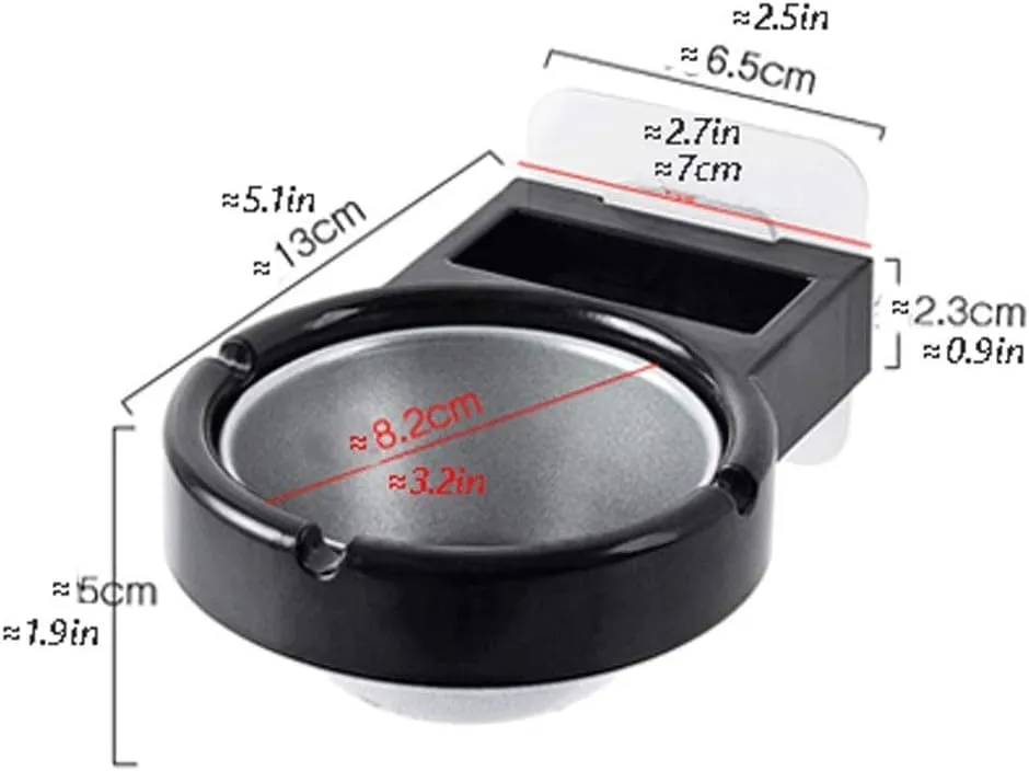 Potency 1Pcs Wall Mounted Ashtray with Cigarette Holder Bathroom Hanging Ash Box Smoking Accessories for Home Office Bar Toilet Kitchen (Black)