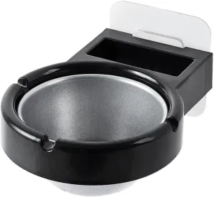 Potency 1Pcs Wall Mounted Ashtray with Cigarette Holder Bathroom Hanging Ash Box Smoking Accessories for Home Office Bar Toilet Kitchen (Black)