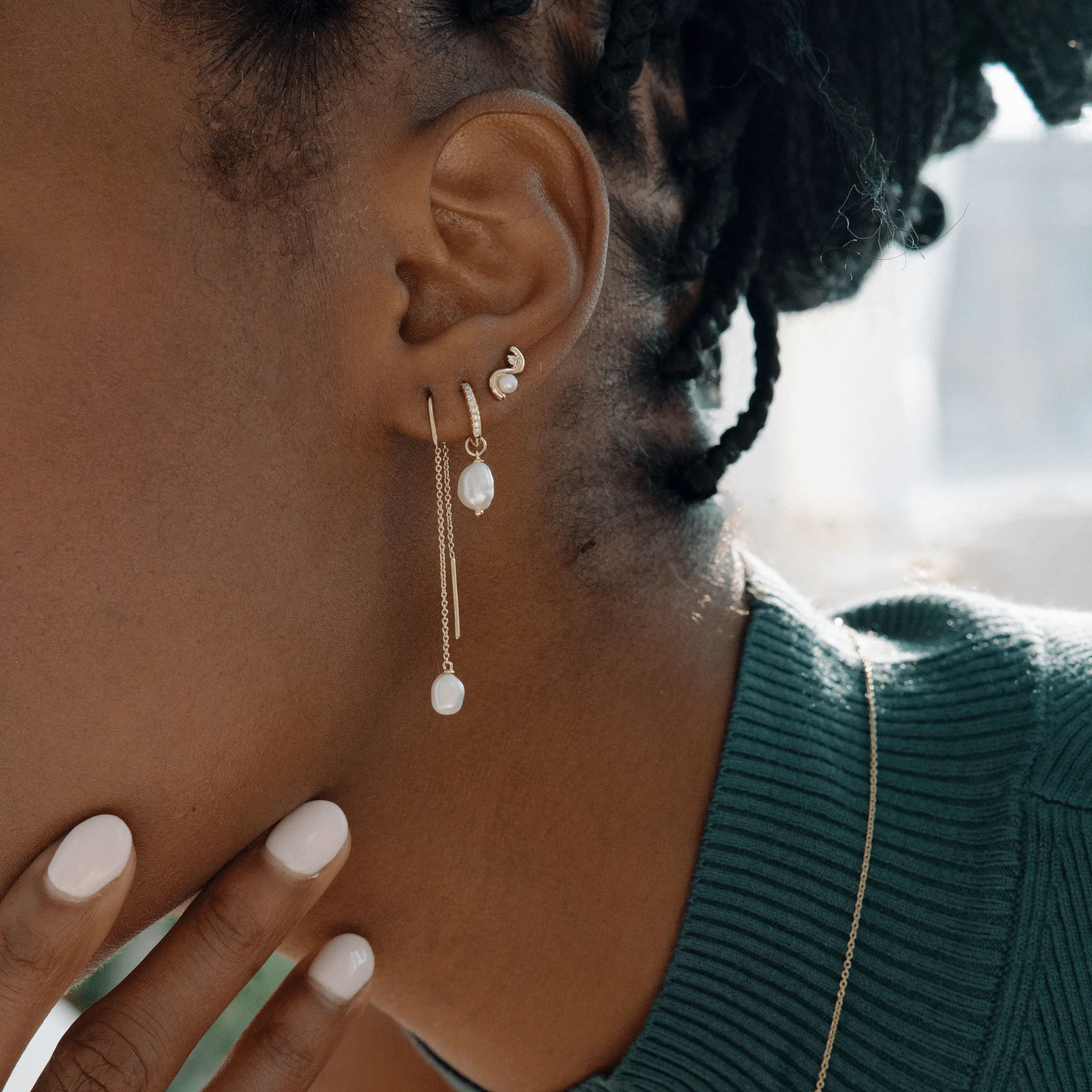 Ready to Ship - Pearl Threader Earrings