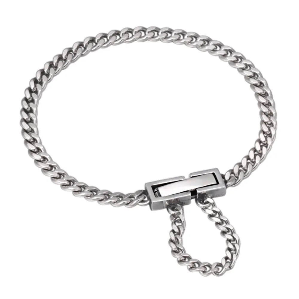 Real Solid 925 Sterling Silver Bracelet Cuban Link Chain Simple Punk Jewelry 7.1"