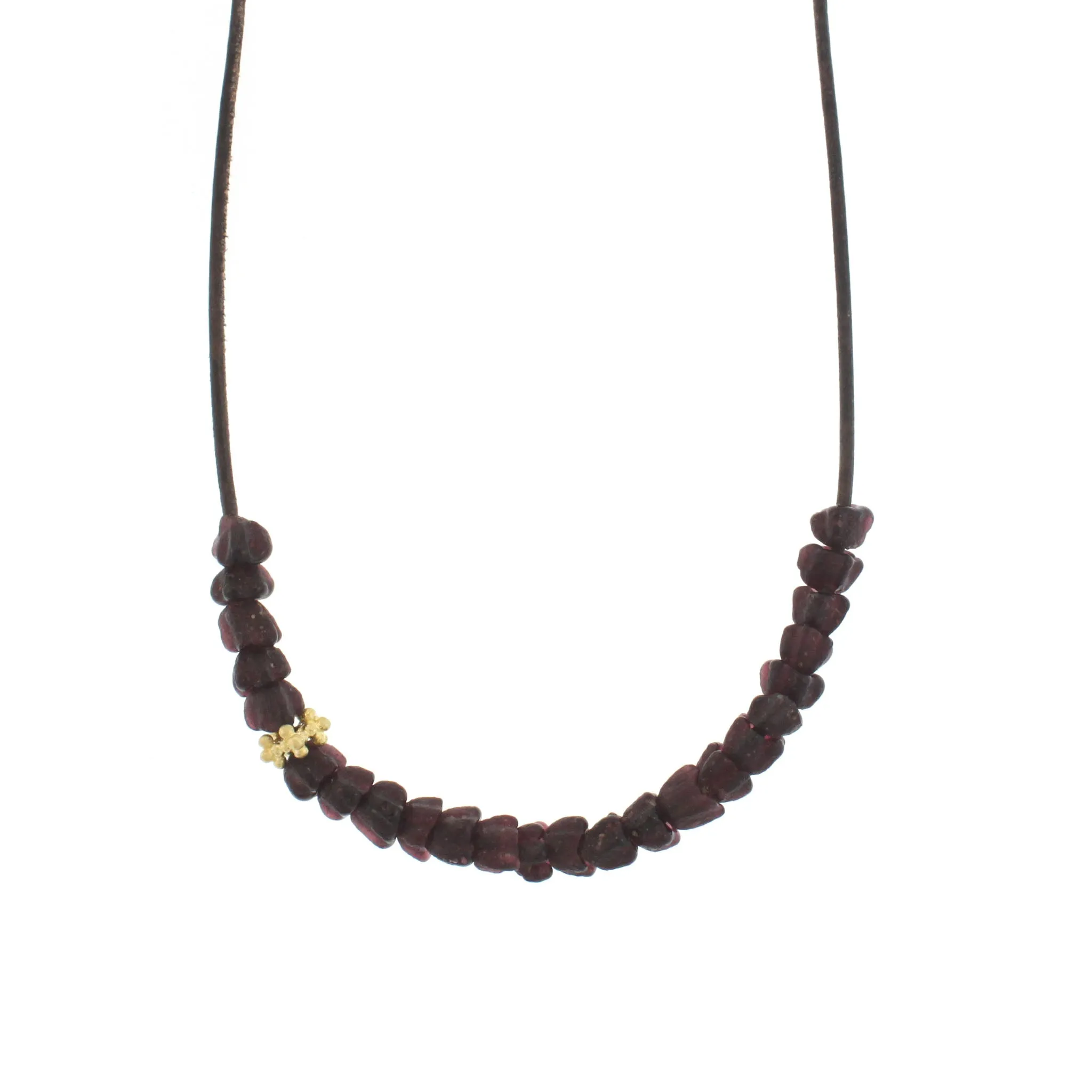 Recycled Glass Tulip Bead Necklace - Purple