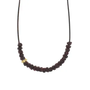 Recycled Glass Tulip Bead Necklace - Purple