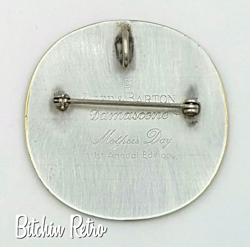 Reed and Barton Damascene Mother's Day Brooch and Pendant Vintage