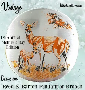 Reed and Barton Damascene Mother's Day Brooch and Pendant Vintage