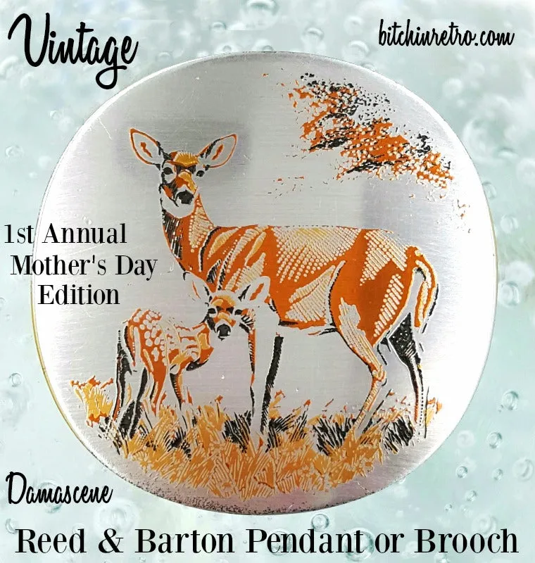 Reed and Barton Damascene Mother's Day Brooch and Pendant Vintage