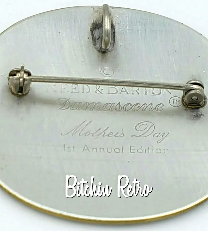 Reed and Barton Damascene Mother's Day Brooch and Pendant Vintage