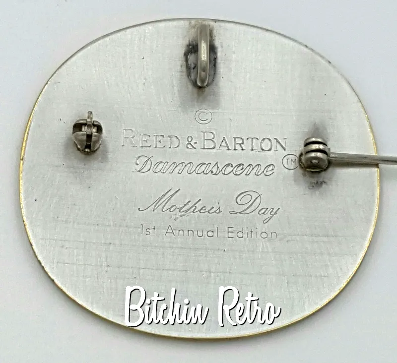 Reed and Barton Damascene Mother's Day Brooch and Pendant Vintage