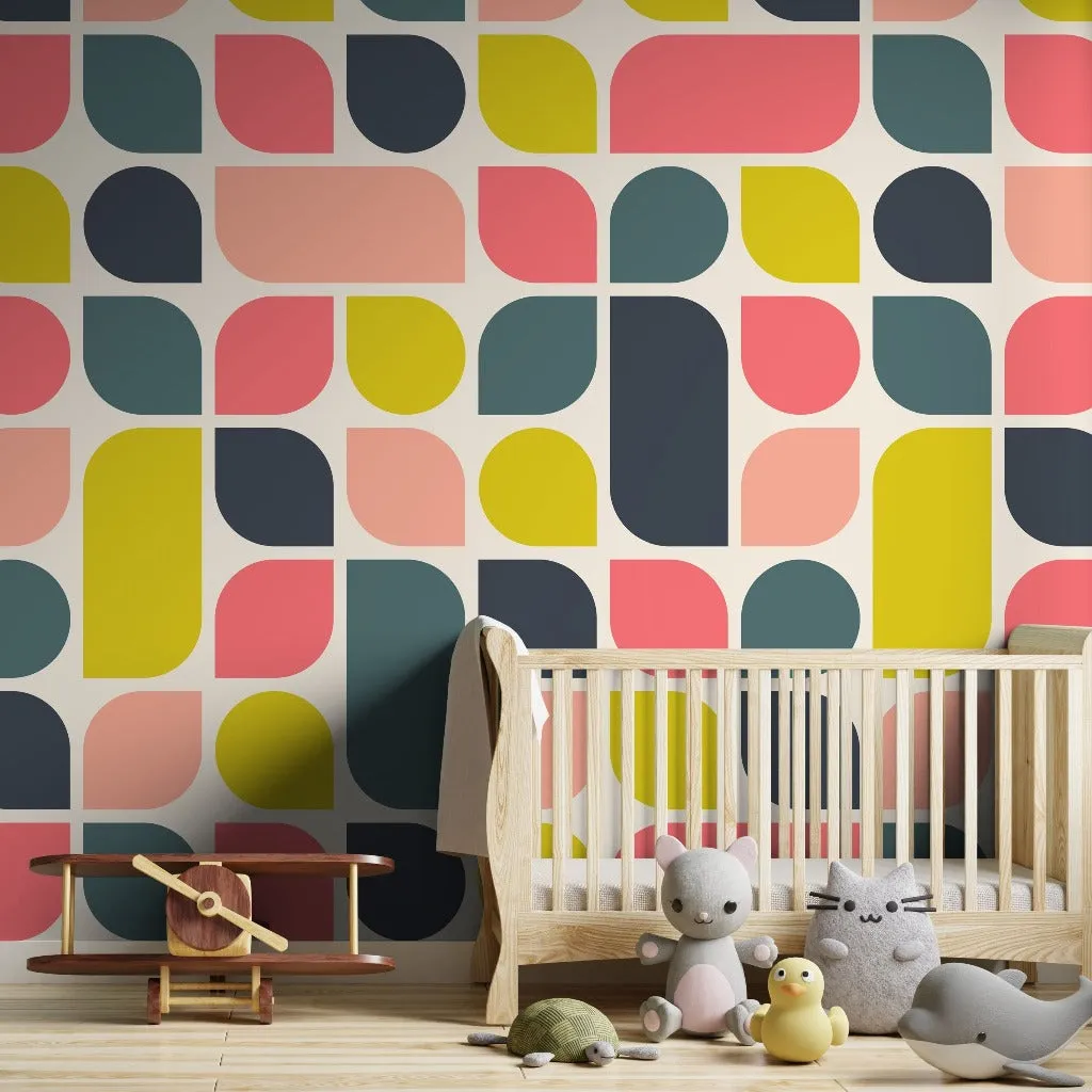 Retro Abstract Geometry Wallpaper Mural